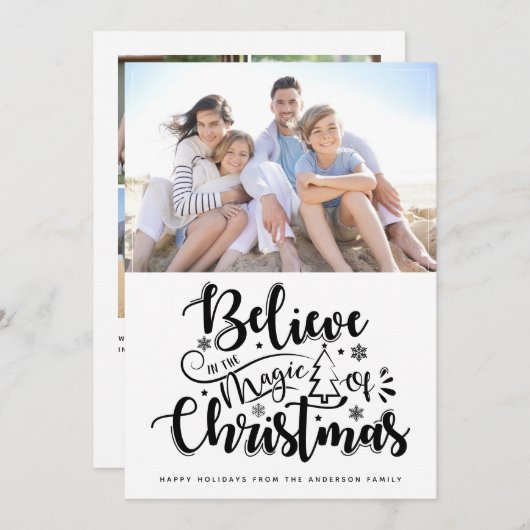 Geloof in de Magic of kerstfoto Holiday Ca Feestdagenkaart (Voorkant / Achterkant)
