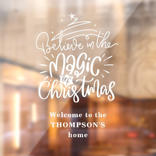 Geloof in de Magic of Kerstmis Welcome Name Raamsticker (Vel 2)