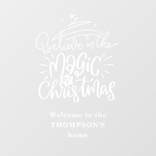 Geloof in de Magic of Kerstmis Welcome Name Raamsticker (Vel)