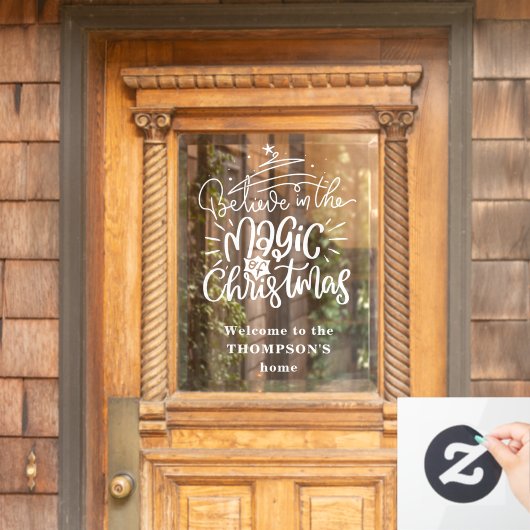 Geloof in de Magic of Kerstmis Welcome Name Raamsticker (Huis Deur)