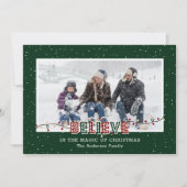 Geloof in de Magic of Kerstroet Green Photo Feestdagenkaart (Voorkant)