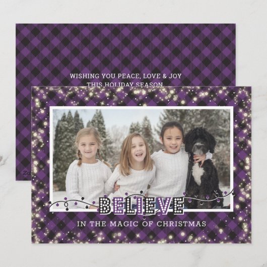 Geloof in de Magic Paars Pset Photo Feestdagenkaart (Voorkant / Achterkant)