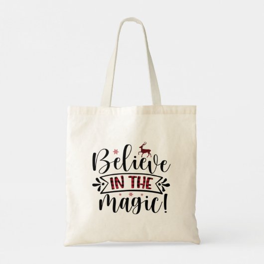 Geloof in de Magic Red Buffalo Plays Black Tote Bag (Achterkant)