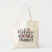 Geloof in de Magic Red Buffalo Plays Black Tote Bag (Voorkant)