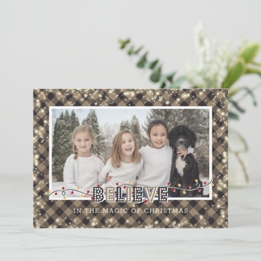 Geloof in de Magic Rustic foto Feestdagenkaart (Staand voorkant)