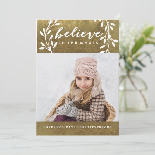 Geloof in de magie | Gold Holiday Kaart (Staand voorkant)