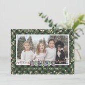 Geloof in de Magie Groen Geruite Foto Feestdagenkaart (Staand voorkant)