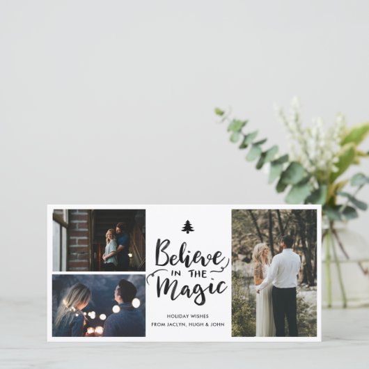 Geloof in de magie | Handgeschreven vakantiefoto Feestdagenkaart (Staand voorkant)