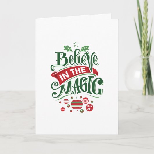 Geloof in de Magie Kersttypografie Feestdagen Kaart (Voorkant)