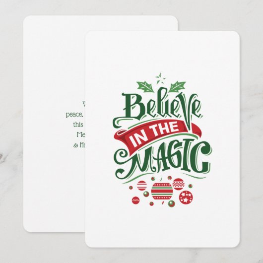 Geloof in de Magie Kersttypografie Feestdagenkaart (Voorkant / Achterkant)