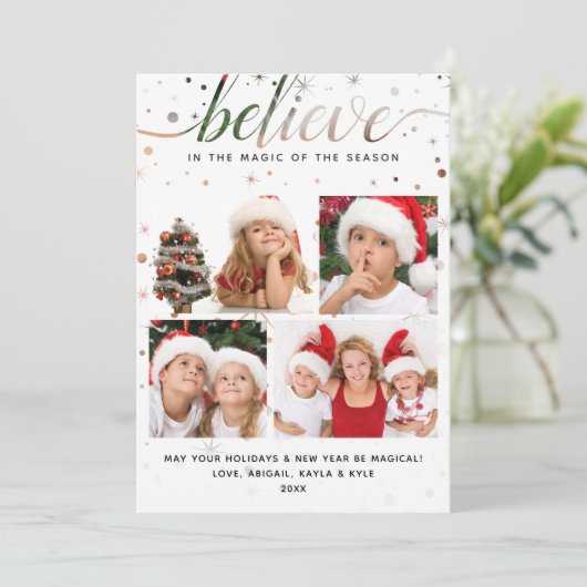 Geloof in de Magie + Kleurafstemmende Typografie Feestdagenkaart (Staand voorkant)