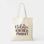 Geloof in de Magie Rode Buffel Plaid Zwart Tote Bag (Achterkant)