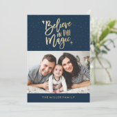 Geloof in de magie | Vakantie fotokaart bij de mar Feestdagenkaart (Staand voorkant)