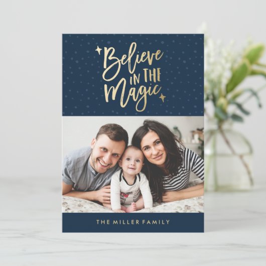 Geloof in de magie | Vakantie fotokaart bij de mar Feestdagenkaart (Staand voorkant)