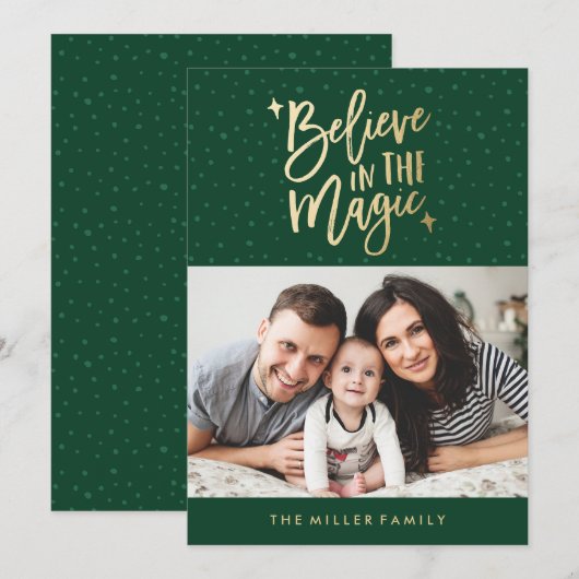 Geloof in de magie | Vakantie fotokaart in het gro Feestdagenkaart (Voorkant / Achterkant)
