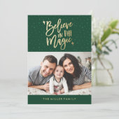 Geloof in de magie | Vakantie fotokaart in het gro Feestdagenkaart (Staand voorkant)