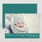 Geloof in de magie van de groene kerstfoto feestdagenkaart (Voorkant / Achterkant)