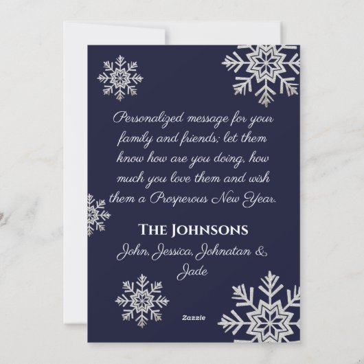 Geloof in de magie van de kerstsnowflakes foto feestdagenkaart (Achterkant)