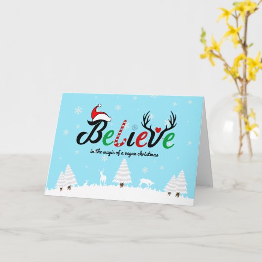 Geloof in de magie van een veganistische kerst   kaart (Gele Bloem)