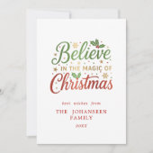 Geloof in de magie van het eenvoudige kerstscript feestdagenkaart (Voorkant)