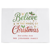 Geloof in de magie van het moderne kerstscript groot cadeauzakje (Voorkant)
