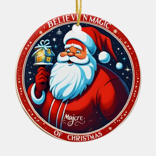 Geloof in de magie van kerst feestelijke vakantie keramisch ornament (Voorkant)