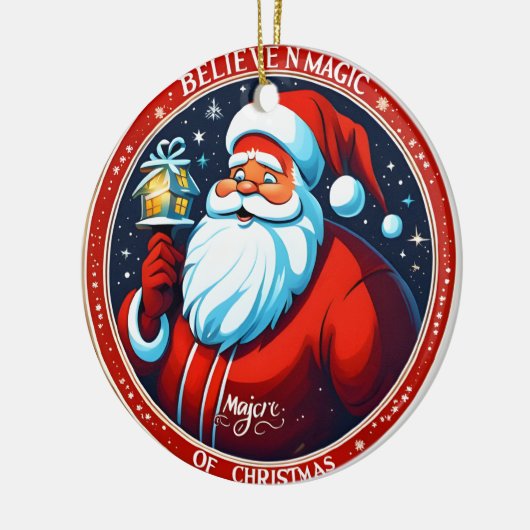 Geloof in de magie van kerst feestelijke vakantie keramisch ornament (Links)