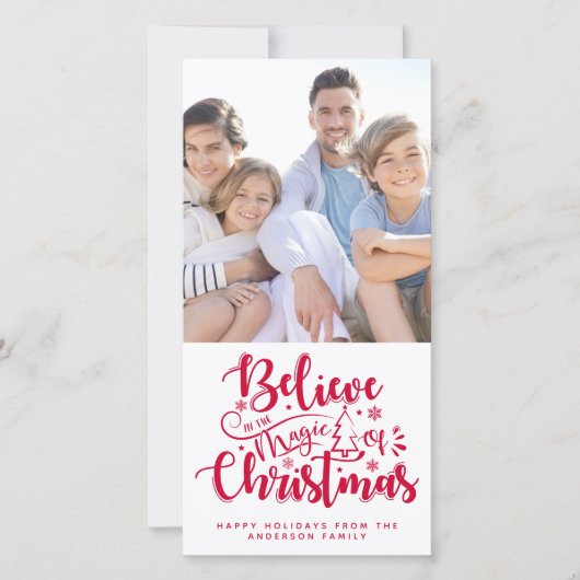 Geloof in de Magie van Kerst Foto  Feestdagenkaart (Voorkant)