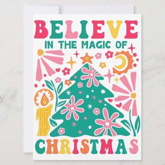 Geloof in de magie van kerst retro feestdagenkaart (Voorkant)