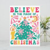 Geloof in de magie van kerst retro feestdagenkaart (Staand voorkant)
