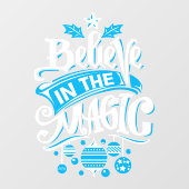 Geloof in de magie van kerstblauw wit raamsticker (Vel)