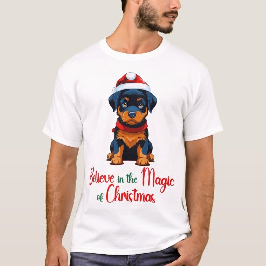 Geloof in de magie van Kerstman Hond T-shirt (Voorkant)