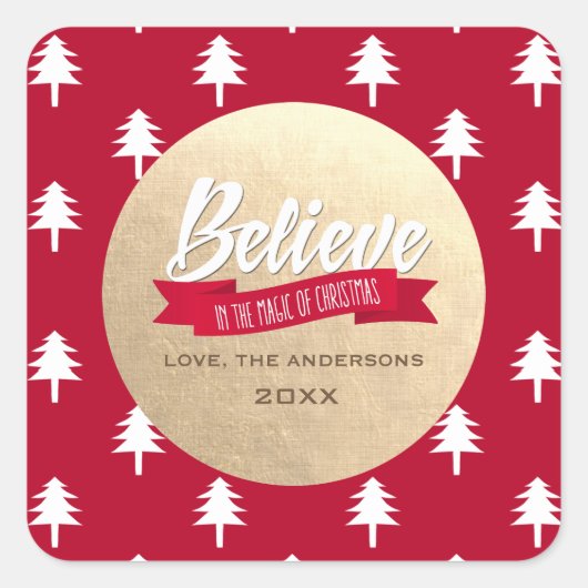 Geloof in de Magie van Kerstmis Aangepast Vierkante Sticker (Voorkant)