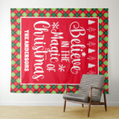 Geloof in de magie van Kerstmis Argyle vakantie Wandkleed (In Situ (horizontaal))