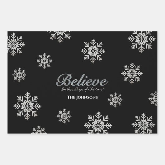 Geloof in de magie van Kerstmis | Black Inpakpapier Vel (Voorkant)