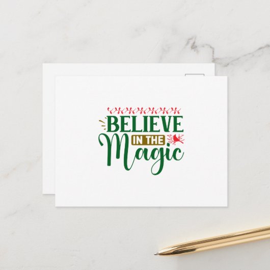 Geloof in de Magie van Kerstmis Briefkaart (Voorkant / Achterkant in situ)