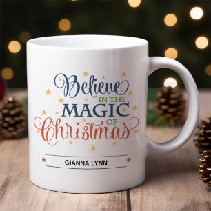 Geloof in de Magie van Kerstmis Elegant Schrift Koffiemok