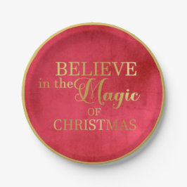 Geloof in de Magie van Kerstmis Goud Folie Papieren Bordje