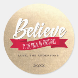 Geloof in de Magie van Kerstmis Goud  Ronde Sticker