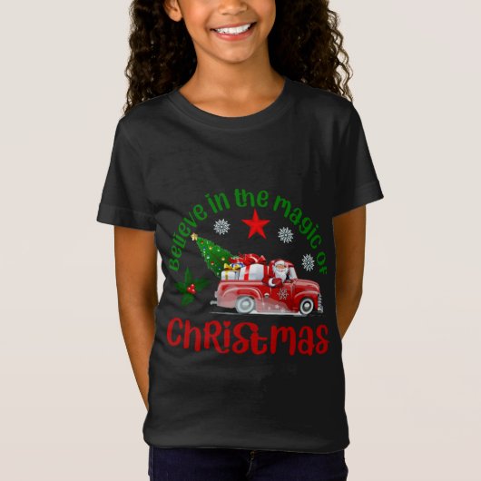Geloof in de magie van Kerstmis, Kerstman in Rode  T-shirt (Voorkant)