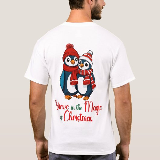 Geloof in de magie van Kerstmis Pinguïn T-shirt (Achterkant)