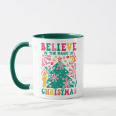 Geloof in de Magie van Kerstmis Retro Boho Mok (Links)