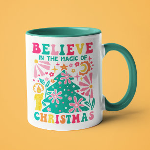 Geloof in de Magie van Kerstmis Retro Boho Mok