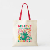 Geloof in de Magie van Kerstmis Retro Boho Tote Bag (Achterkant)