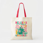 Geloof in de Magie van Kerstmis Retro Boho Tote Bag (Voorkant)