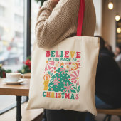 Geloof in de Magie van Kerstmis Retro Boho Tote Bag