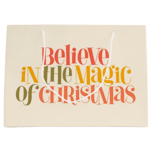 Geloof in de magie van Kerstmis - Retro Style Groot Cadeauzakje (Voorkant)