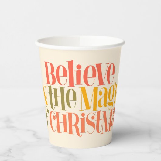 Geloof in de magie van Kerstmis - Retro Style Papieren Bekers (Links)