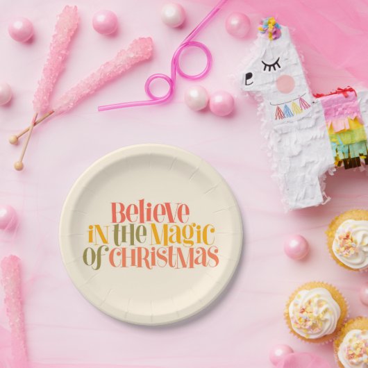 Geloof in de magie van Kerstmis - Retro Style Papieren Bordje (Feest)