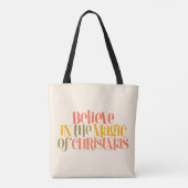 Geloof in de magie van Kerstmis - Retro Style Tote Bag (Achterkant)